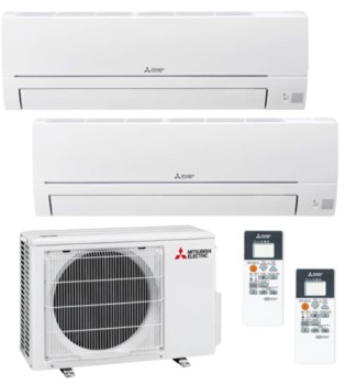 Conjunto de aire acondicionado Mitsubishi MXZ-2HA40VF + 2 unidades interior MSZ-HR 25 VF 2500 frigorías